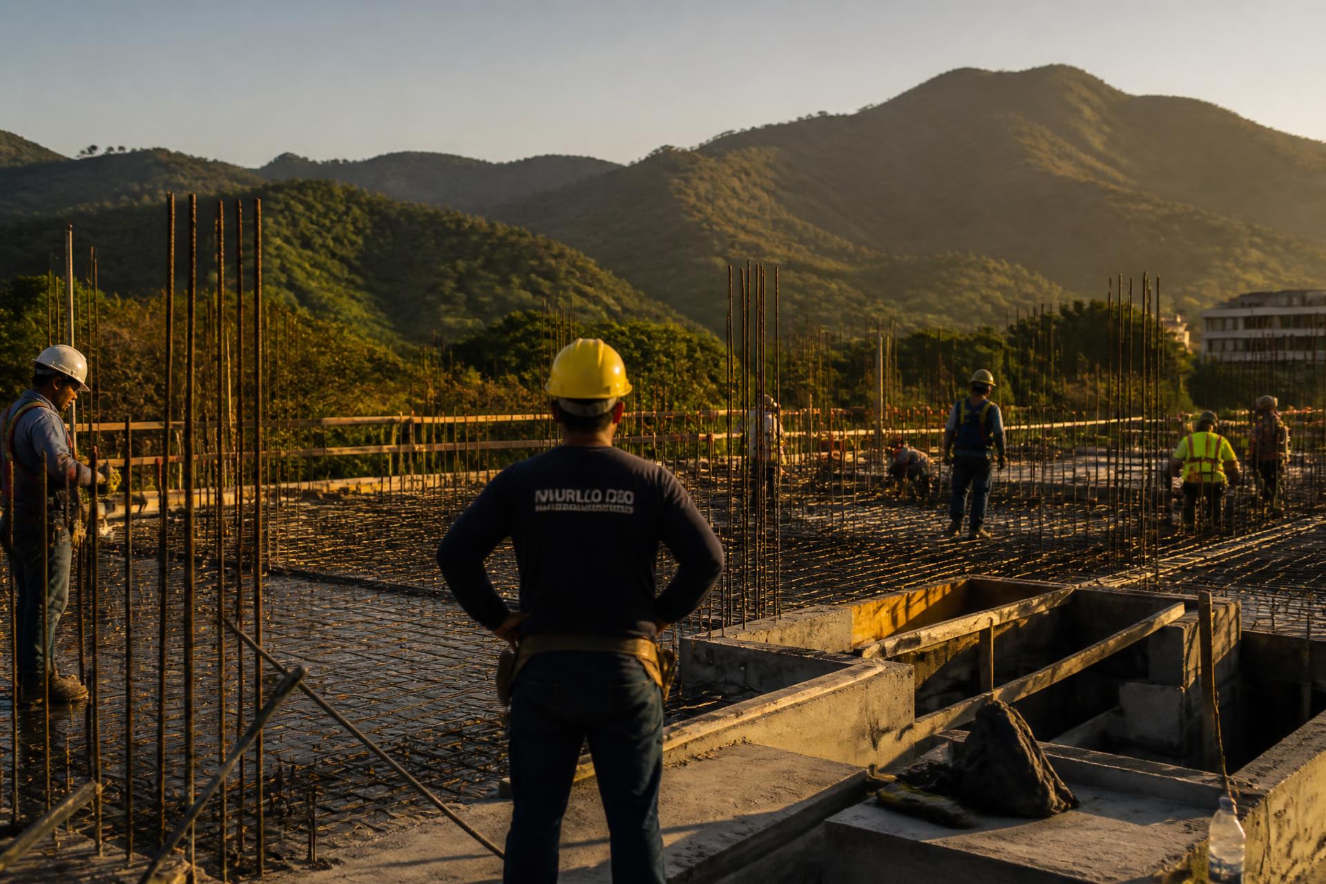 Obra residencial en ejecución con personal de HKM en Costa Rica